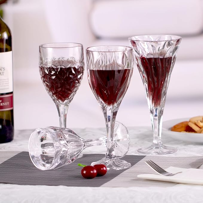 KAMMAK Wine Glasses Set of 2, 8 oz Hand Blown Crystal Bordeaux Wine Glasses, Thin Rim & Long Stem, Perfect for Red & White, Daily Use, Wedding Anniversary or Birthday Gift with Gift Box, Ocean