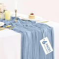 6 Packs Dusty Blue Cheesecloth Table Runner 35x120 Inch, 10FT Semi Sheer Boho by BlueTopCoLtd