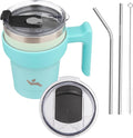 Konokyo 10 oz Tumbler with Handle and Straw, Insulated Travel Mug | Mint; by Konokyo