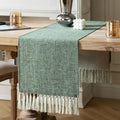 Green Table Runners 60 Inches Long, Burlap Linen Style Rustic Farmhouse Table by ZEEMARTONLINE