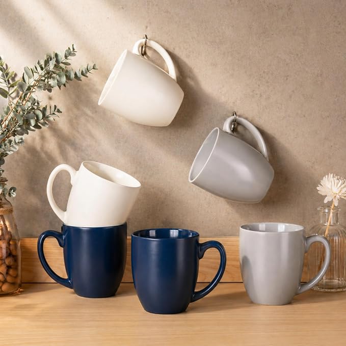 AmorArc 16 oz Coffee Mugs Set of 6, Large Ceramic Coffee Cups Set | Classic - Image 7