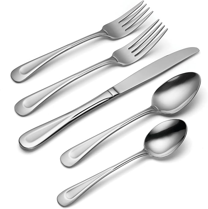 Oneida Satin Sand Dune 45-Piece 18/0 Stainless Steel Silverware Set - Image 3