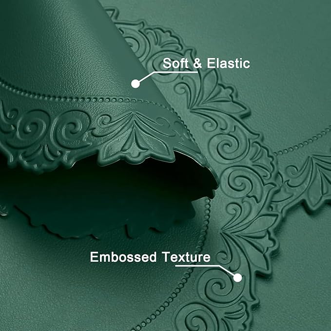 Noctiflorous Round Faux Leather 15 Inch Placemats Set of 6 Waterproof Wipeable Heat Resistant Tablemat for Dining Table Kitchen Non Slip Oilproof Table Place Mat for Indoor Outdoor(Green, 6)