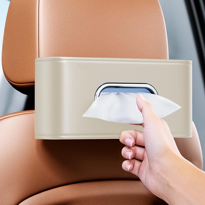 Car Tissue Holder, Car Kleenex Holder Backseat Fits 100-160 Count | Premium PU by MTGOCHA