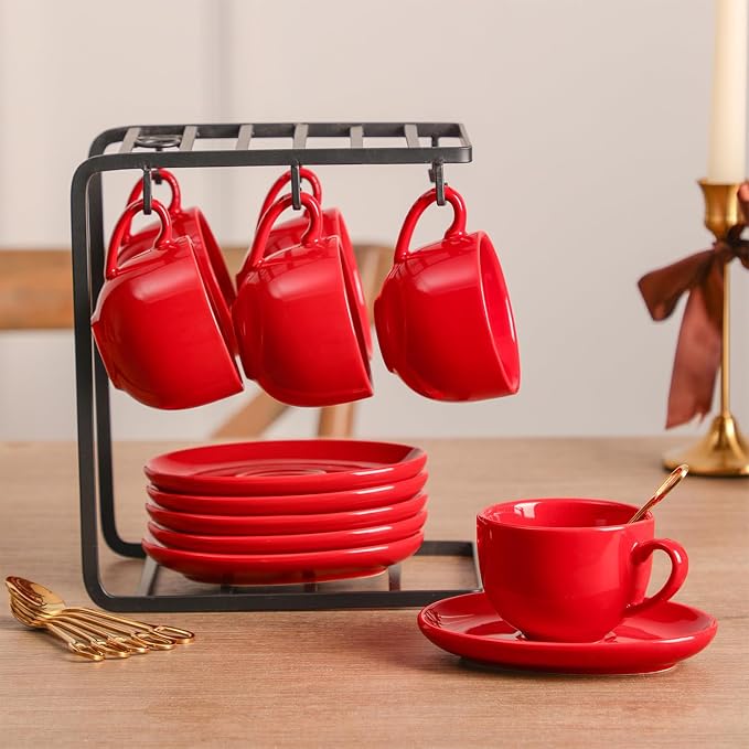 vicrays Ceramic Espresso Coffee Cups - 4 oz Porcelain Espresso Cups Set - Set - Image 4