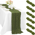 6 Pieces 10FT Olive Green Cheesecloth Table Runner Boho Gauze Fabric Runner by Sunnyline