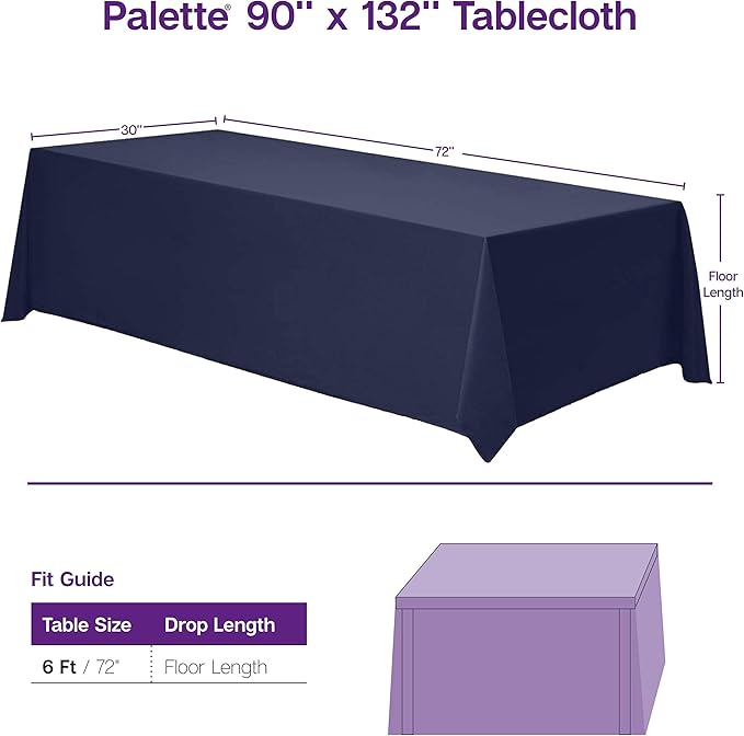 Gee Di Moda Rectangle Tablecloth - 90 x 132 Inch Ivory Table Cloth for 6 Foot Tables with Floor-Length Drop - Heavy Duty Washable Fabric for Holiday Party, Dinner, Weddings & Baby Shower