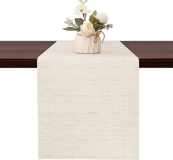 Table Runner 55 Inches Long, Vinyl Woven Heatproof Table Runners | Washable by Banchif