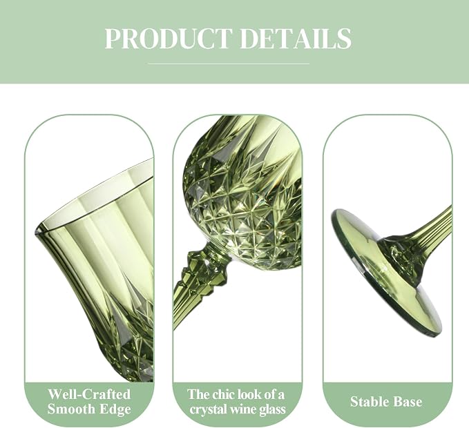 XUWAIDSGN 16 Pcs 7oz Plastic Vintage Wine Glasses Drinking Glasses Unbreakable - Image 4