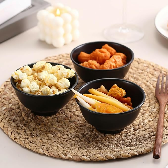 Tioncy 20 Pack 10 oz Melamine Bowls Black Round Dessert Bowls Set - Image 7