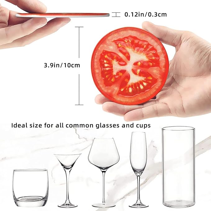 6 Pack Tomato Slice Coaster for Drinks - Image 4
