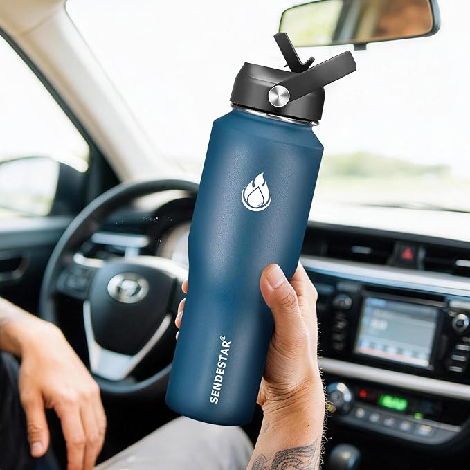 SENDESTAR Water Bottle 32oz, 2 Lids, Wide Mouth Stainless Steel Vacuum - Image 6