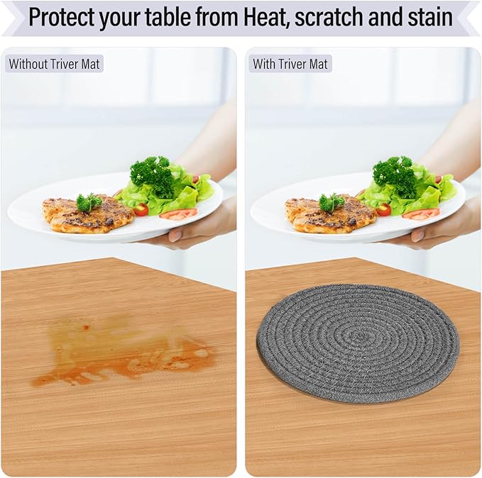 8" Trivets Set for Hot Dishes, 4 Heat Resistant Pot Holders Kitchen Counter, Table, Home Essentials, Anti Stain Hot Pads Plate Mats for Hot pots and Pans