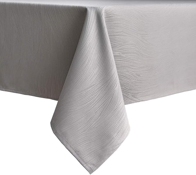 maxmill Square Table Cloth Swirl Design Water Proof Wrinkle Free Heavy Weight Soft Tablecloth Table Cover for Outdoor and Indoor Use Square 60 x 60 Inch Light Grey