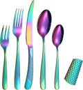 Hammered Silverware Rainbow Stainless Steel Flatware Set by A%C2%B7HOUSEWARE
