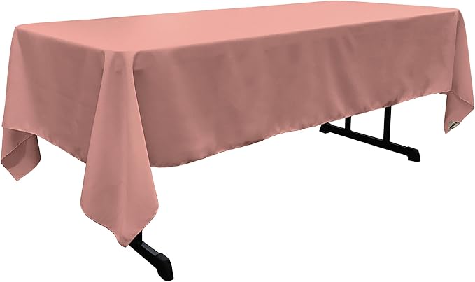 LA Linen Polyester Poplin Washable Rectangular Tablecloth, Stain and Wrinkle Resistant Table Cover 60x102, Fabric Table Cloth for Dinning, Kitchen, Party, Holiday 60 by 102-Inch, Dusty Rose