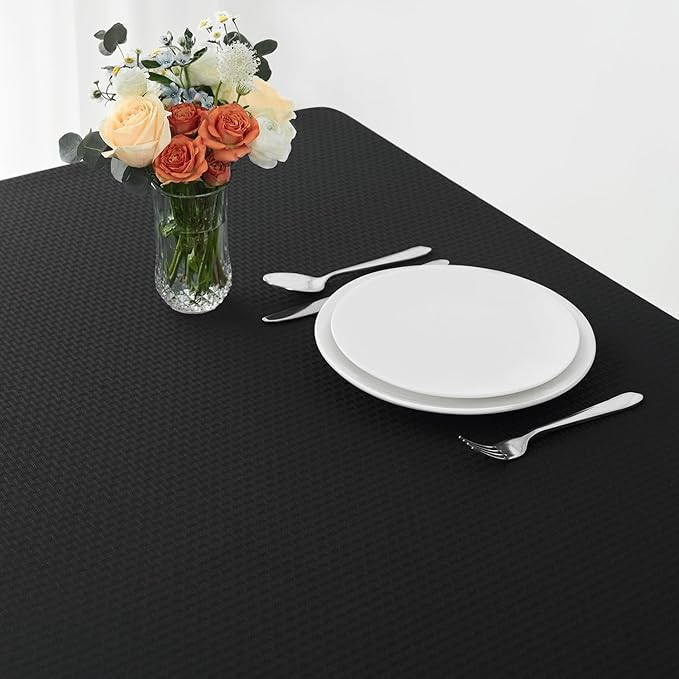 maxmill Tablecloth Weaved Texture Stain Resistant Waterproof, Wrinkle Resistant Washable Table Cloth, Fabric Table Cover for Dining Room, Indoor Outdoor Use, Rectangle 60 x 120 Inch, Black
