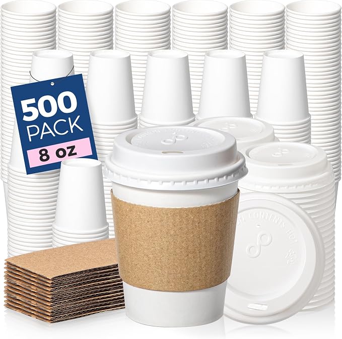 Fit Meal Prep 500 Pack 8 oz Disposable Coffee Cups by FMPBRANDS