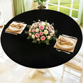 Round Spandex Tablecloth, Elastic Fitted Waterproof Tablecloths for 57"-68" Tables, Stretch Washable Picnic Table Cover for Camping, Dining, Indoor and Outdoor, Black