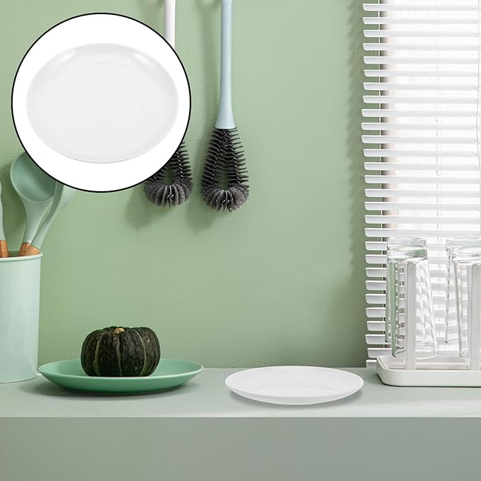 White Plastic Dinner Plates round 201mm Food Tray Sturdy Melamine Tableware for Home and Commercial Use Party Snack Serving Dishes