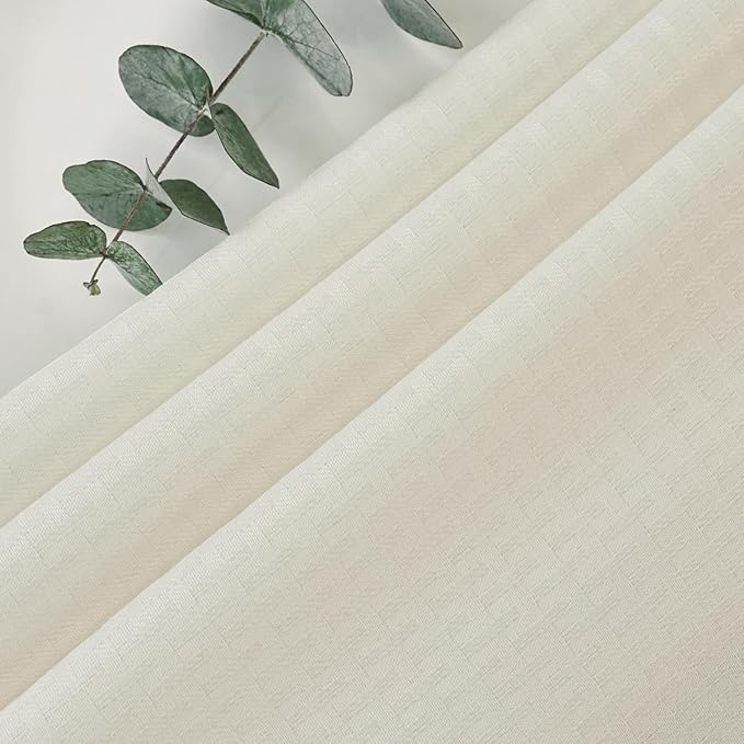 maxmill Rectangle Tablecloth Weaved Texture Design Water Resistant Wrinkle Free Spill-Proof, Soft Table Cloth for Dining Room Decoration, Banquet Parties Event Holiday Dinner, 52 x 84 Inch Ivory