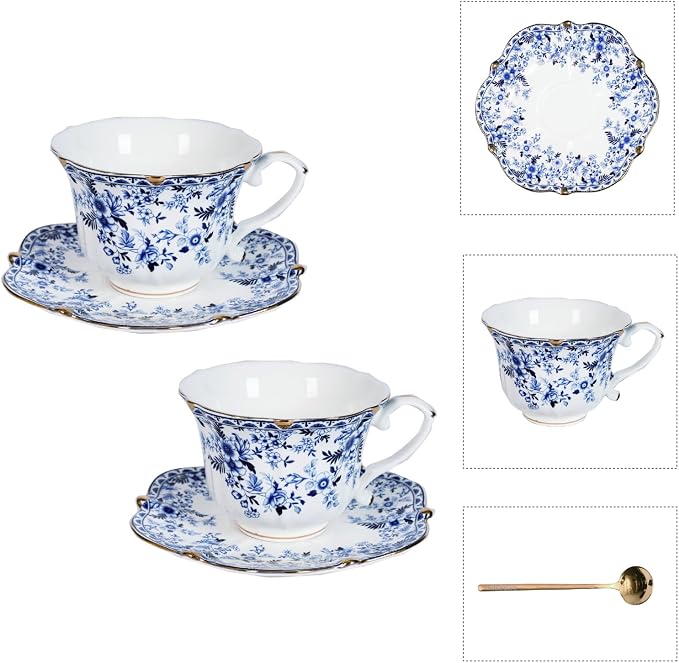 Vintage Floral Tea Cup and Saucer Set by Unknown