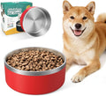 IKITCHEN Dog Bowl for Food and Water, 40 Oz Stainless Steel Pet Feeding Bowl, Durable Non-Skid Double Wall Insulated Heavy Duty with Rubber Bottom for Medium Large Dogs (40 Ounces/5 Cup, Red)