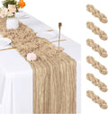 6 Pack Beige Cheesecloth Table Runner, 17 x 108 inch, Semi Sheer Boho Cheese by ACSUIT