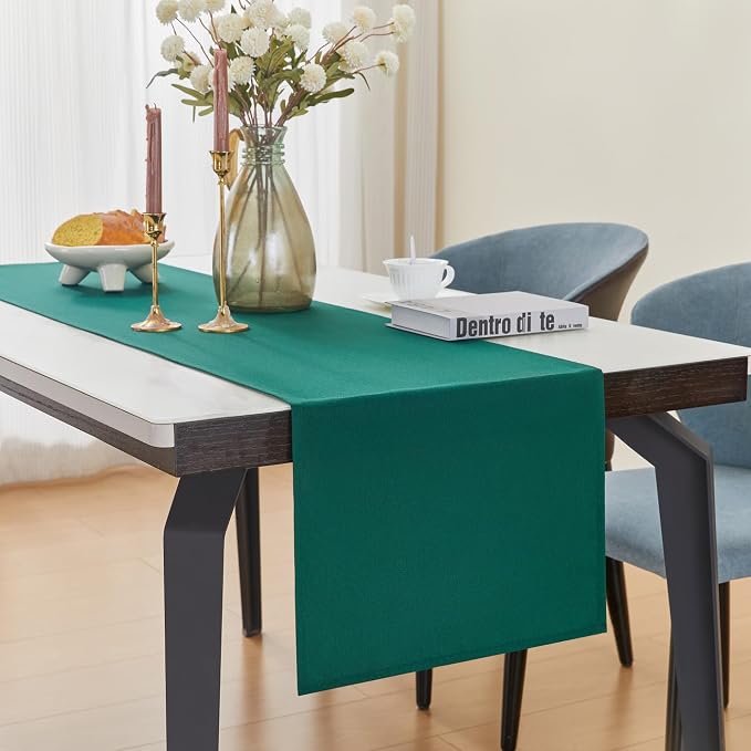 YATOJUZI Green Table Runner Winter Kitchen Dining Coffee Table Decorations - Image 2