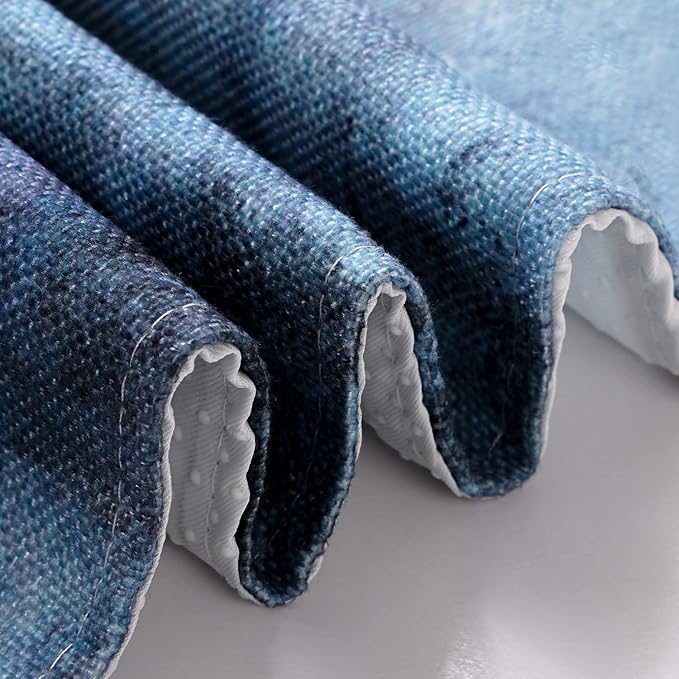Blue and Grey Placemats Set of 4 Modern Abstract Art Placemats Heat Resistant Non-Slip Artwork Dining Placemats Washable Table Mats for Home Kitchen (Blue and Grey, 18"X12")