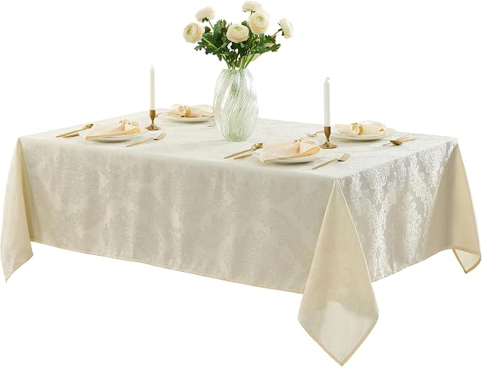 Newbridge Barcelona Luxury Damask Fabric Tablecloth, 70” Extra Wide x 144” - Image 8