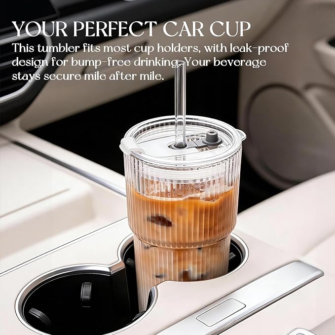KEMORELA 20oz Ribbed glass cups - Image 9