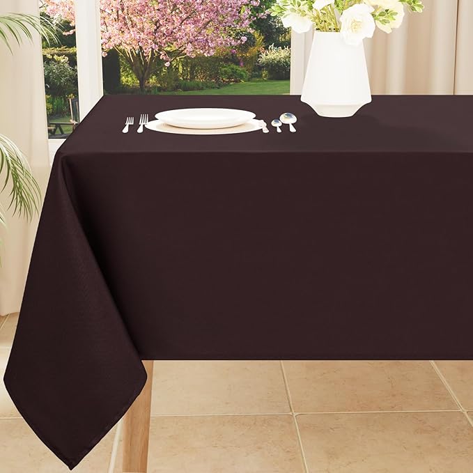 Smiry Rectangle Table Cloth, Waterproof Anti-Scratch Polyester Tablecloth, Decorative Washable Fabric Table Cover for Dining, Buffet, Parties and Outdoor, 54x78, Coffee