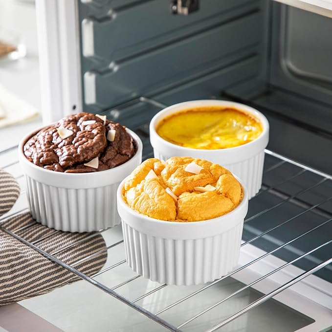 vancasso 10 oz Ramekins with Lid, Porcelain Creme Brulee Souffle Dishes - Image 5