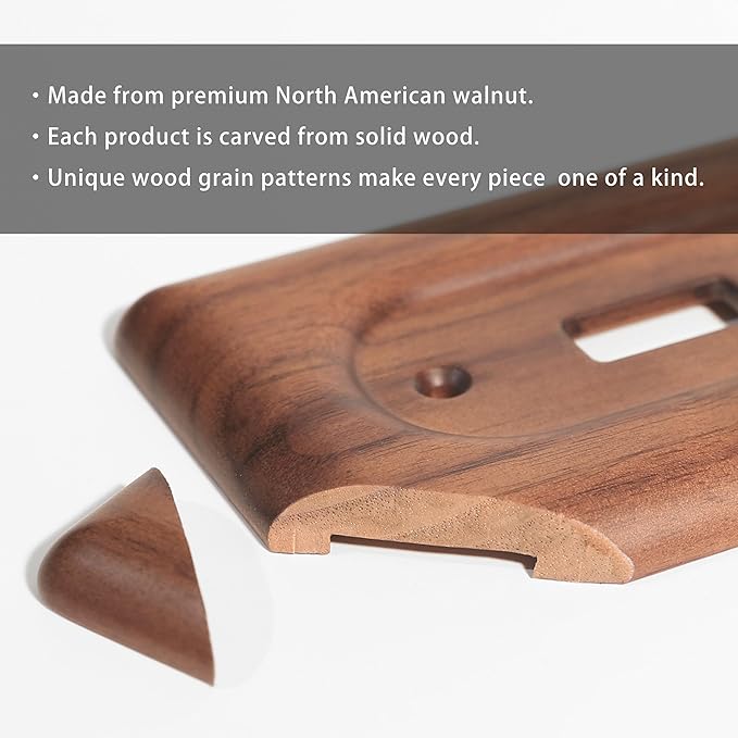 4-Gang Four Light Switch Plate Handcrafted North American Walnut Wall Plate for Rustic and Stylish Homes