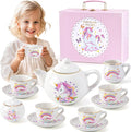 TUZT Porcelain Tea Party Set for Little Girls Kids Toddlers, Pretend Play Toys by TUZT-US