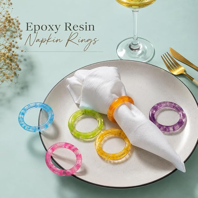 Epoxy Resin Napkin Rings, fits cloth and paper napkins, farmhouse modern style - Image 2
