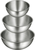 3-Piece Stainless Steel Mixing Bowls Set, 2.4, 3.2 & 4.9 Qt with Measurement Marks, Food Grade 304, Dishwasher Safe & Stackable for Baking, Tossing Salads, and Meal Prep for Your Kitchen