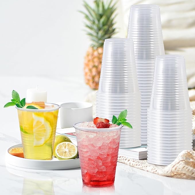 500 Pack 7 oz Plastic Cups, Disposable Drinking Cups, Water Cups Plastic Clear Cups for Party, Wedding, Graduation, Travel, Holiday, Events, Birthday,Cold,Hot