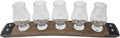 Barrel Stave Premium 5 Glass Whiskey Flight Serving Tray with Glencairn Glasses, Dark Walnut