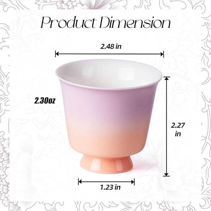 KAMMAK Ceramic Tea Cups Set of 2, 2.3 oz, Vintage Small Teacups, 707N | Hand - Image 2