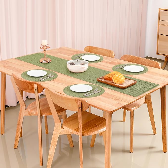 Table Runner 72 Inches Long, Vinyl Woven Heatproof Table Runners | Washable - Image 5