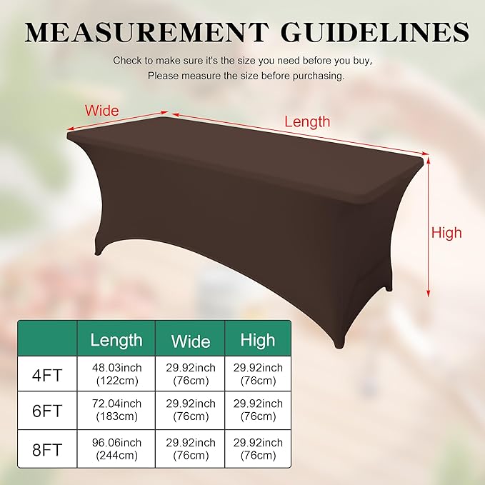 2Pack 4FT Table Cloth for Rectangular Fitted Events Stretch Coffee Table Covers Washable Spandex Tablecloth Protector for Party, Wedding, Cocktail, Banquet, Festival