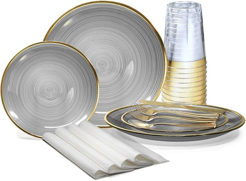 " OCCASIONS " 200pcs set-Wedding Party Disposable Plastic Plate Set -25 x 10'' by OCCASIONSFINESTPLASTICTABLEWARE