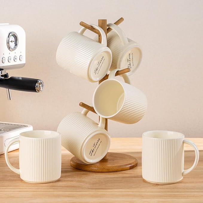 theterra Ceramic Coffee Mugs Set of 6, 14.2 oz Coffee Cups - Image 7