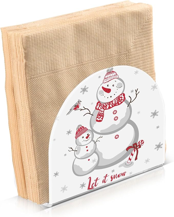 Napkin Holder Snow Santa Crystal Clear Acrylic Napkin Holders Paper Napkin Holder Dining Table Dispenser for Kitchen Restaurant Home Decor Bar Accessories