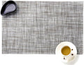 Black PVC Placemat Set of 1/6/10 Square Bamboo Tableware Pad Heat Wipe Clean by Unknown