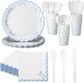 Sieral 144 Pcs Coquette Birthday Decor, Scalloped Paper Plates, Napkins Cups by Sieral