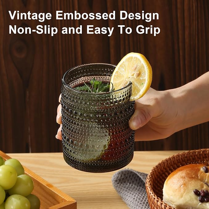 ZMOWIPDL 12oz & 15oz Hobnail Drinking Glasses, - Image 6