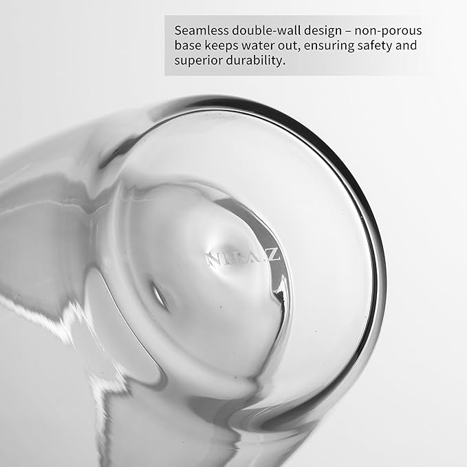 NIRA.Z 4 Pack 11.6oz/343ml Double Wall Glass Coffee Mugs, No Hole Bottom - Image 5